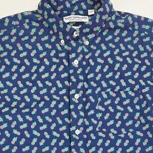Nick Graham Everywhere Stretch Modern Fit Size 2XL Mens Blue Pineapple Shirt
